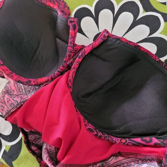 Miraclesuit US 8 paisley park red escape side shirring 1 piece swimsuit 468266 - Picture 10 of 16